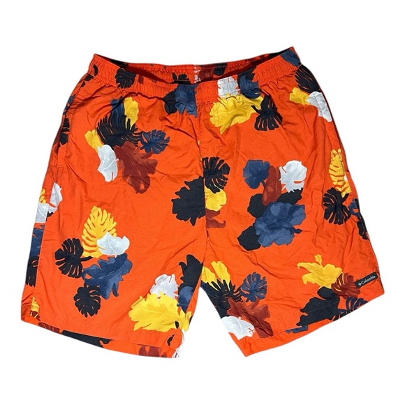 Columbia Sportswear Men's Floral Swim Shorts/Bathing Suit Medium- Orange - Picture 1 of 9
